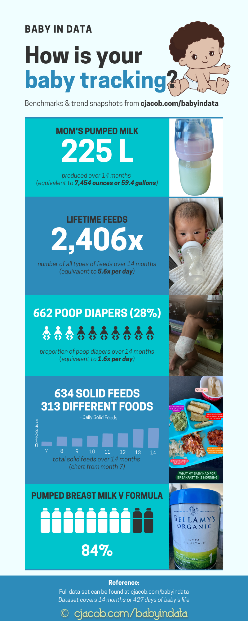 Fun Data Facts About Baby's 1st Year of Eating Solids, Drinking Breast Milk  & Formula, and Diapers